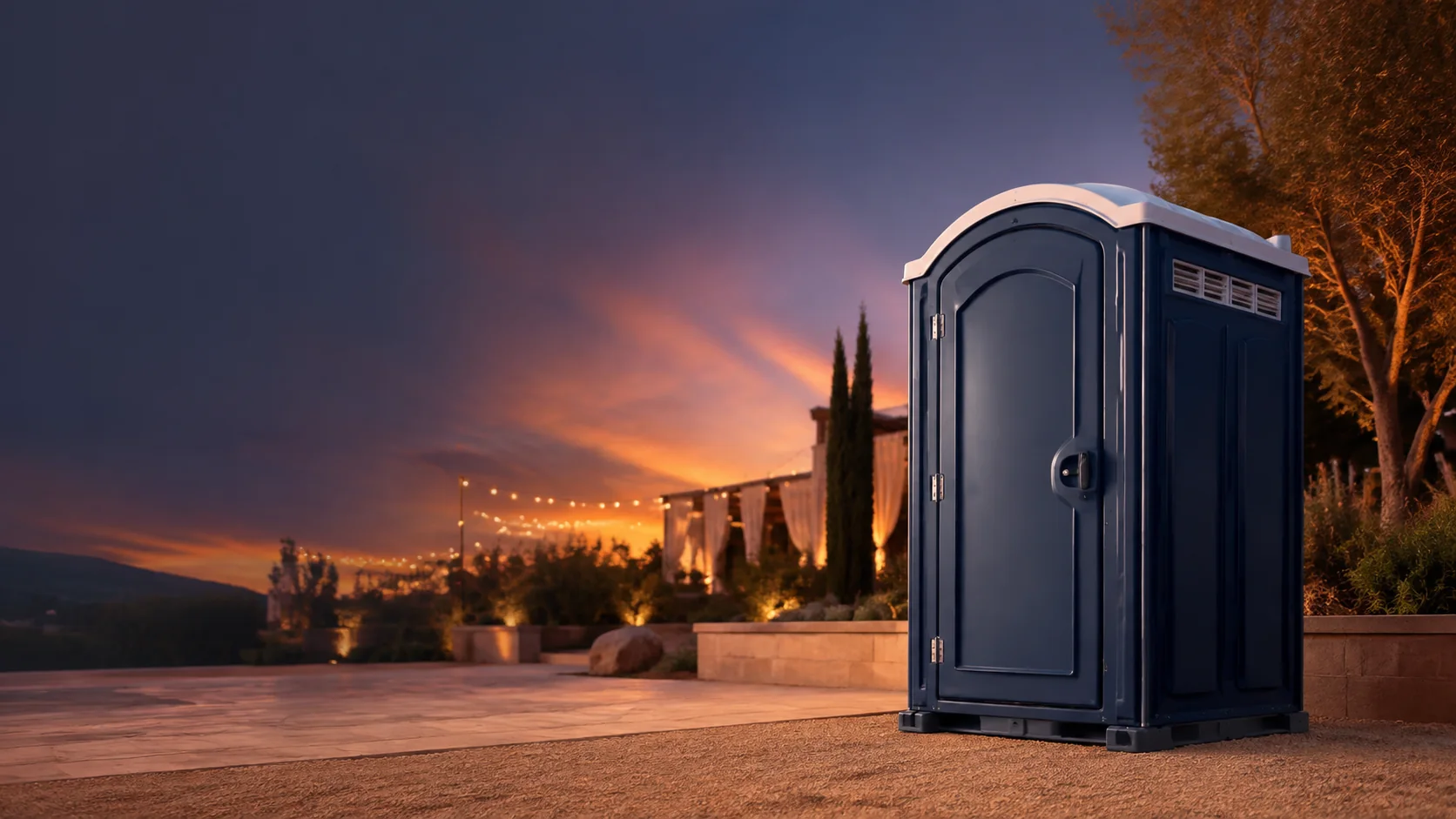 Portable restroom shown for rental planning in Boca Raton, FL